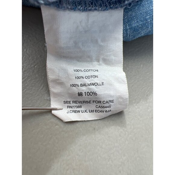 J Crew Chambray Dress Size 12 Ruffle Short Sleeve Tie Waist Blue Cotton Modern - Picture 6 of 11